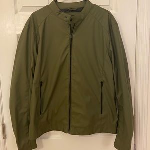 Men’s Zara faux leather green bomber jacket